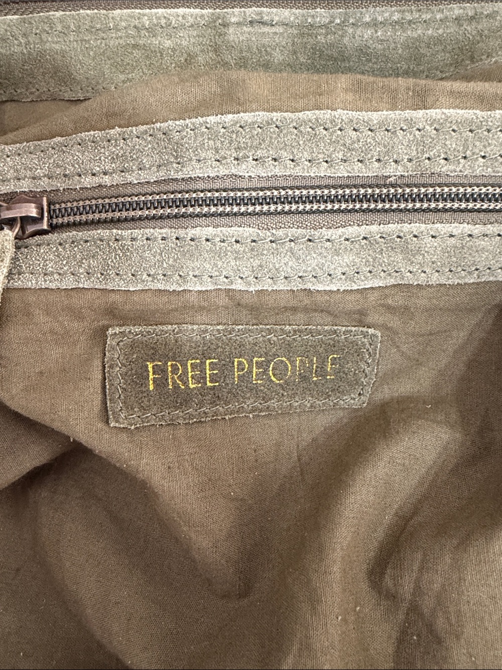 Free People Olive Green Suede Hobo Bag with Scarf Accent - Picture 2 of 12